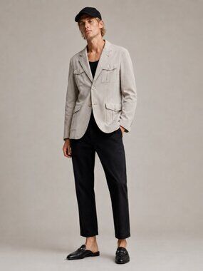 Beige Corduroy University Club Preppy Safari Blazer Jacket Men’s L
